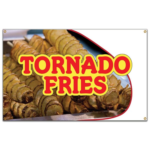 Tornado Fries Banner Heavy Duty 13 Oz Vinyl with Grommets Single Sided